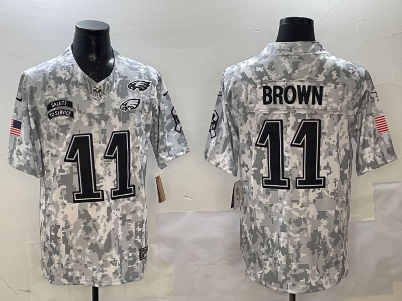 Men Philadelphia Eagles #11 Brown Camo Nike 2025 Salute to Service Limited NFL Jersey style 2->philadelphia eagles->NFL Jersey